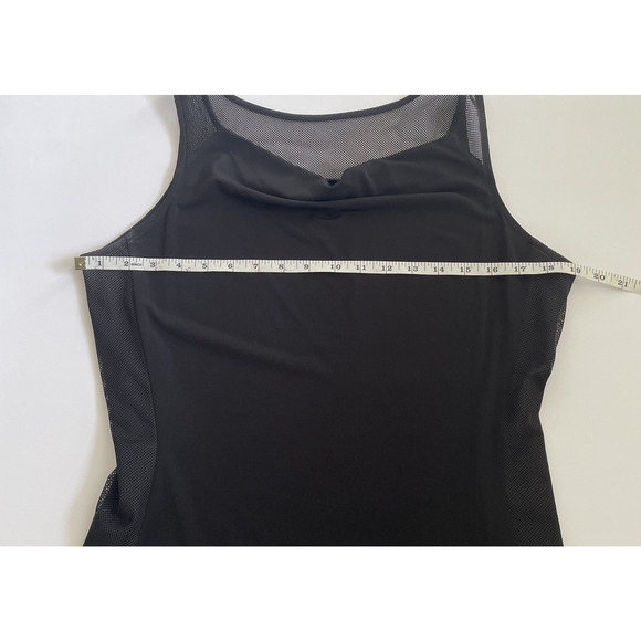 INC International Concepts Black Mesh Cowl Drape Neck Sleeveless Blouse‎ Medium - Picture 7 of 8